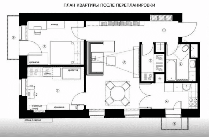 Организация кухни-ниши в коридорной зоне